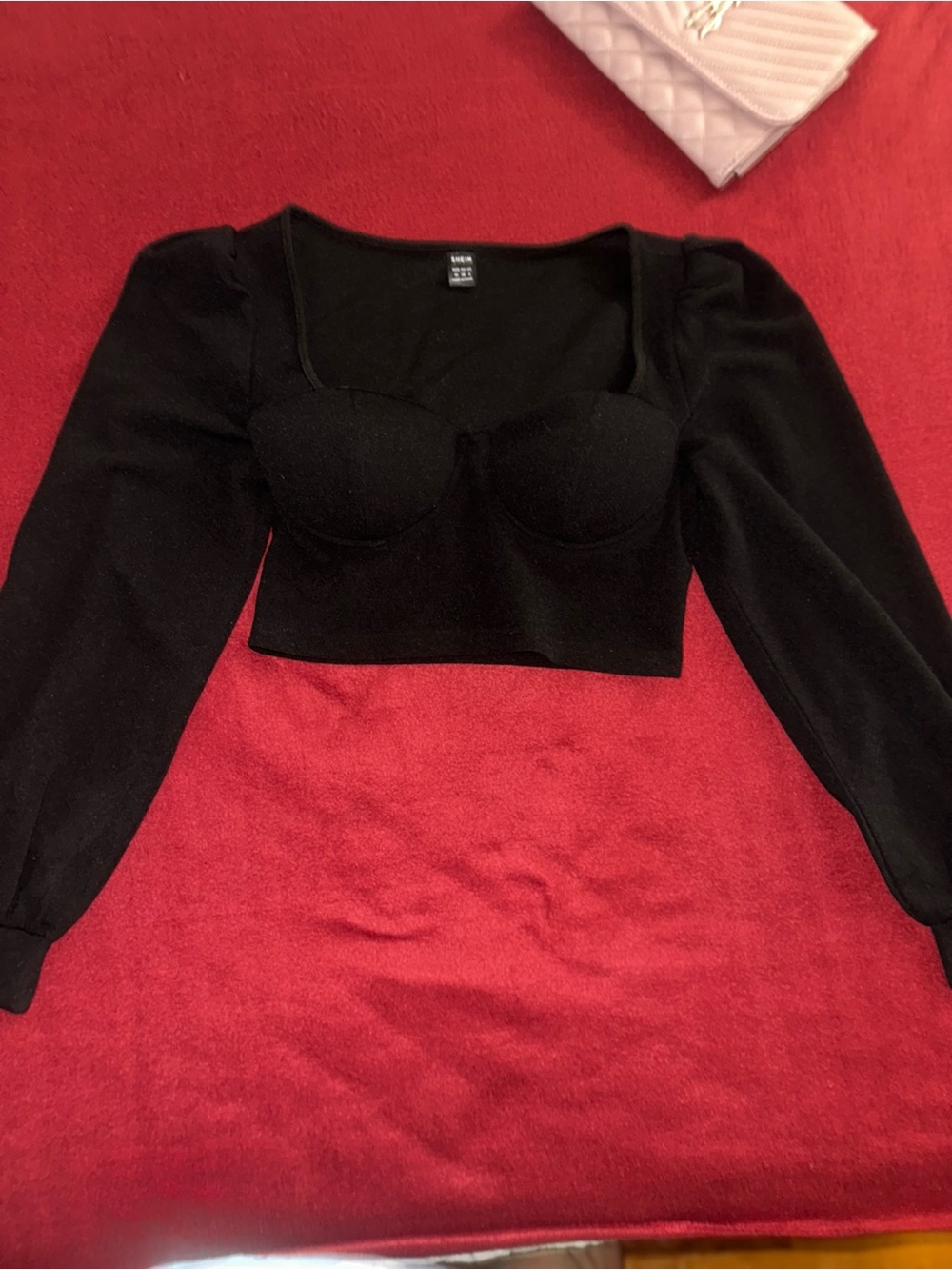 SHEIN Black Long Sleeve Bustier Crop Top